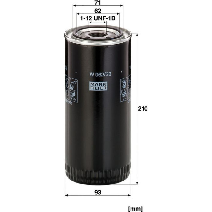 W 962/38 MANN-FILTER Ölfilter Industrie W 962/38 W 962/38 MANN-FILTER Ölfilter Industrie W 962/38