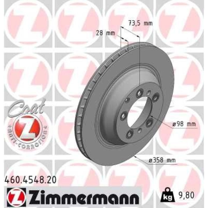 Zimmermann Bremsscheibe Hinterachse 460.4548.20 Zimmermann Bremsscheibe Hinterachse 460.4548.20