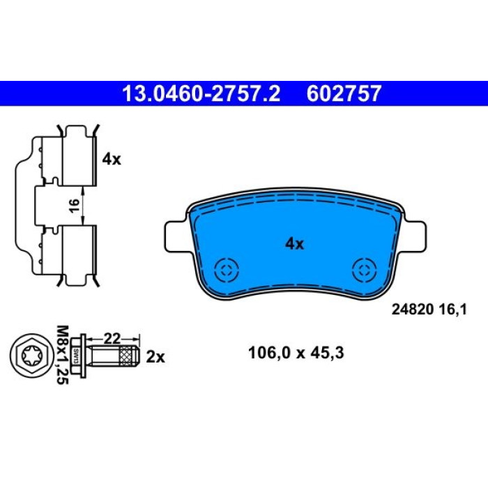 ATE Bremsbelagsatz 13.0460-2757.2 ATE Bremsbelagsatz 13.0460-2757.2