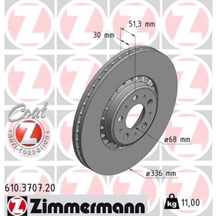 Zimmermann Bremsscheibe Vorderachse 610.3707.20 Zimmermann Bremsscheibe Vorderachse 610.3707.20