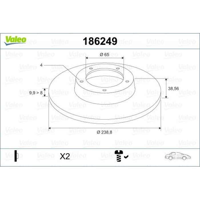 Valeo Bremsscheibe 186249 Valeo Bremsscheibe 186249