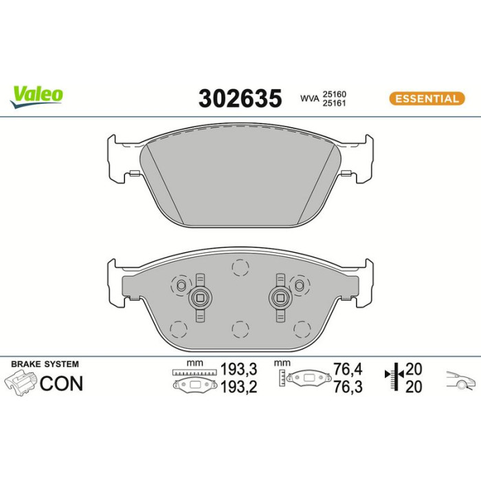 Valeo Bremsbelagsatz 302635 Valeo Bremsbelagsatz 302635
