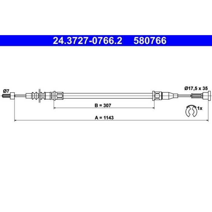 ATE Handbremsseil 24.3727-0766.2 ATE Handbremsseil 24.3727-0766.2