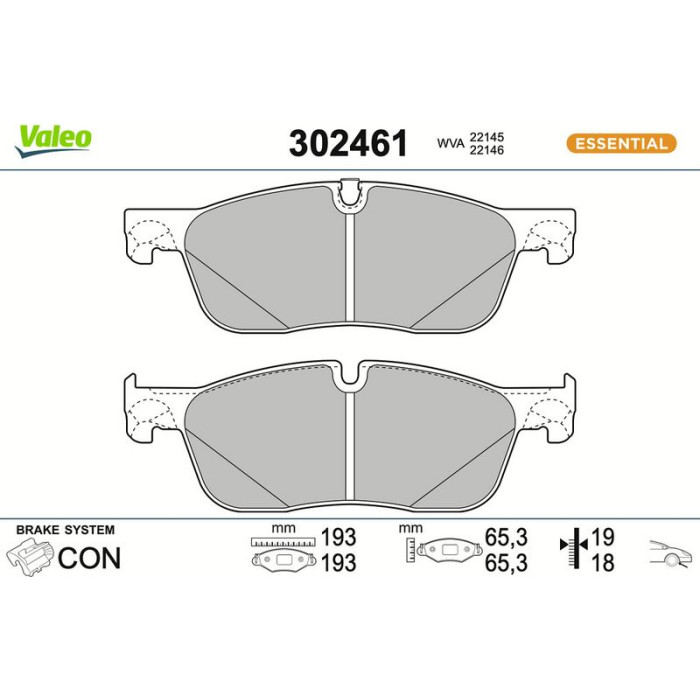 Valeo Bremsbelagsatz 302461 Valeo Bremsbelagsatz 302461