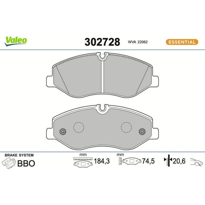Valeo Bremsbelagsatz 302728 Valeo Bremsbelagsatz 302728