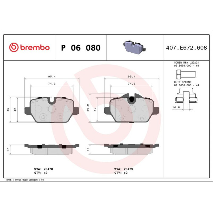 BREMBO Bremsklötze HA P 06 080 BREMBO Bremsklötze HA P 06 080