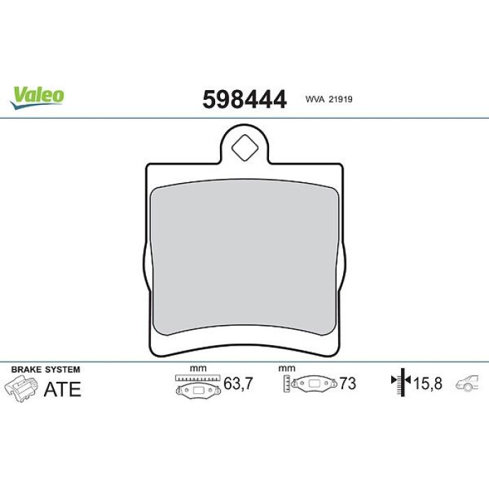 Valeo Bremsbelagsatz 598444 Valeo Bremsbelagsatz 598444