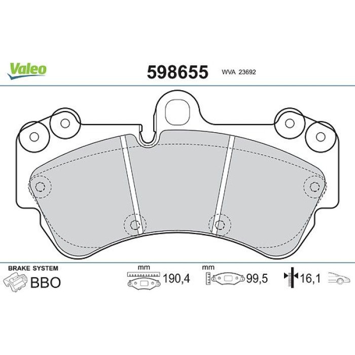 Valeo Bremsbelagsatz 598655 Valeo Bremsbelagsatz 598655