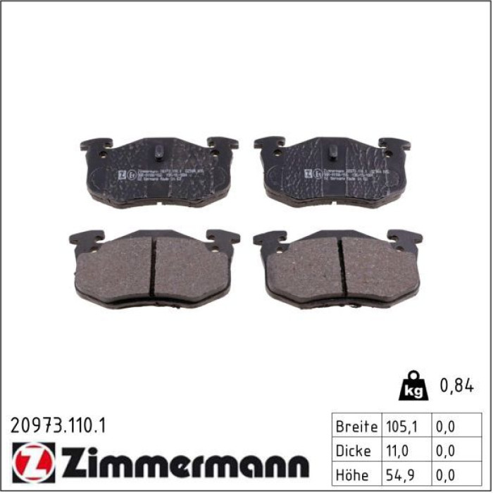 20973.110.1 ZIMMERMANN Bremsbeläge 20973.110.1 20973.110.1 ZIMMERMANN Bremsbeläge 20973.110.1