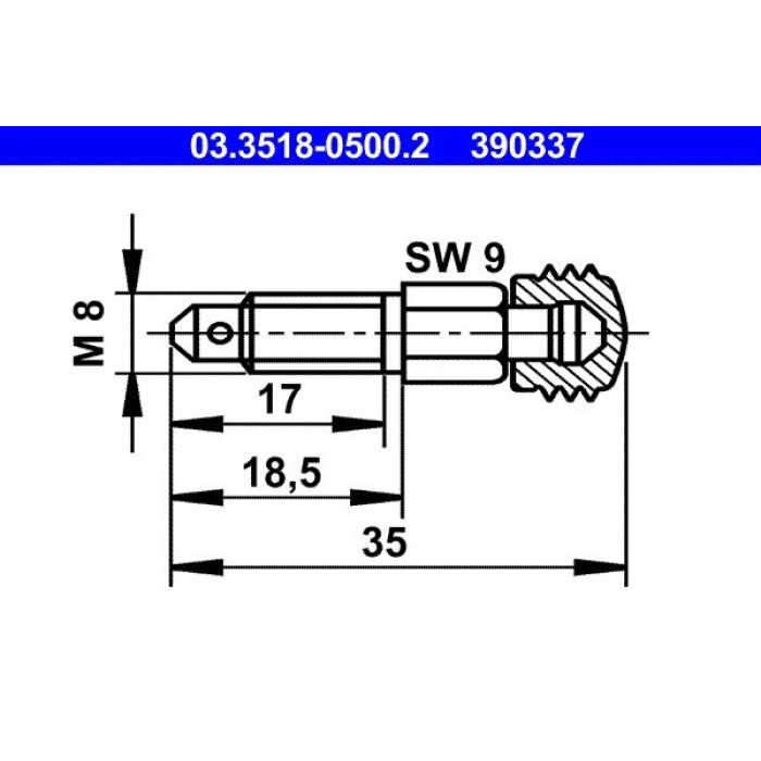ATE Entlüftungsschraube / Entlüftungsventil 03.3518-0500.2 ATE Entlüftungsschraube / Entlüftungsventil 03.3518-0500.2