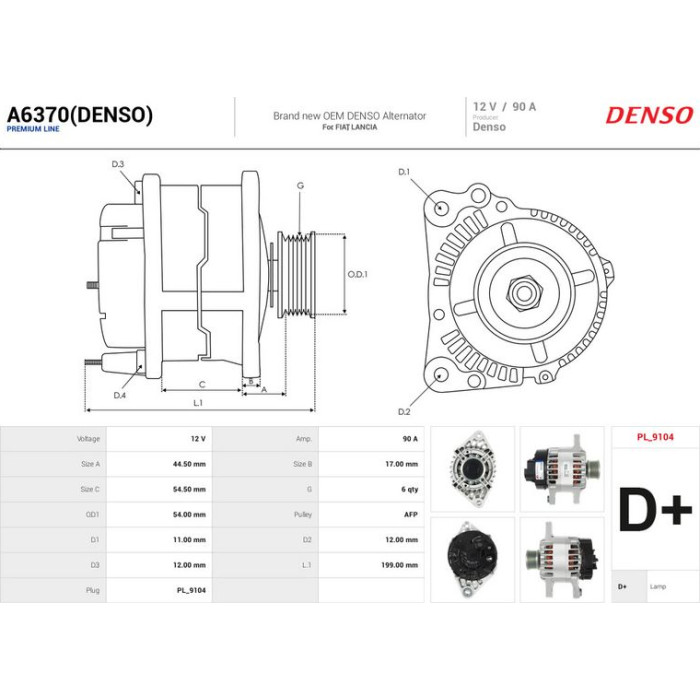 AS-PL Generator A6370(DENSO) AS-PL Generator A6370(DENSO)