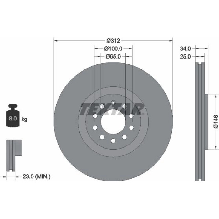 Textar Bremsscheibe 92098505 Textar Bremsscheibe 92098505