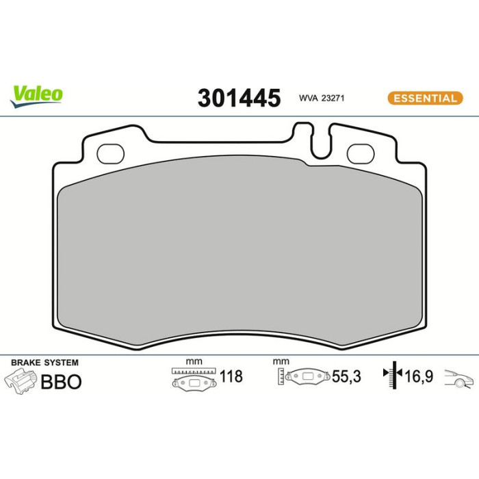 Valeo Bremsbelagsatz 301445 Valeo Bremsbelagsatz 301445