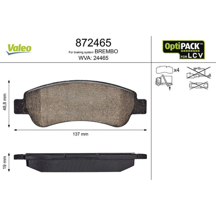 Valeo Bremsbelagsatz 872465 Valeo Bremsbelagsatz 872465