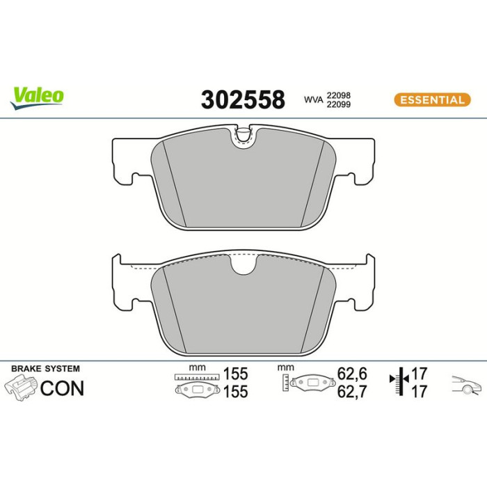 Valeo Bremsbelagsatz 302558 Valeo Bremsbelagsatz 302558