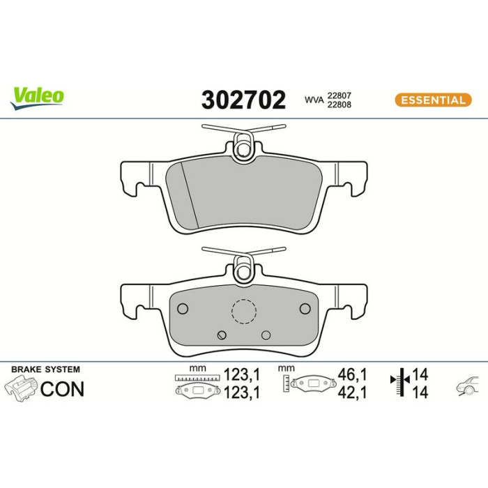 Valeo Bremsbelagsatz 302702 Valeo Bremsbelagsatz 302702