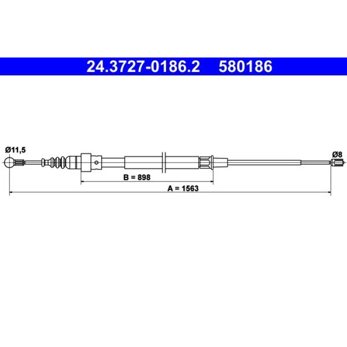 ATE Handbremsseil 24.3727-0186.2 ATE Handbremsseil 24.3727-0186.2