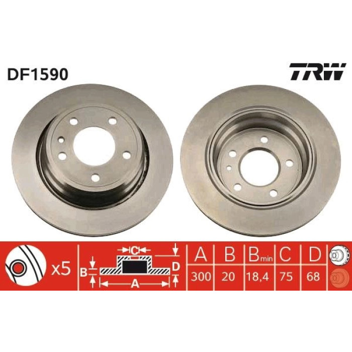 TRW Bremsscheibe BMW E32 86-94 DF1590 TRW Bremsscheibe BMW E32 86-94 DF1590