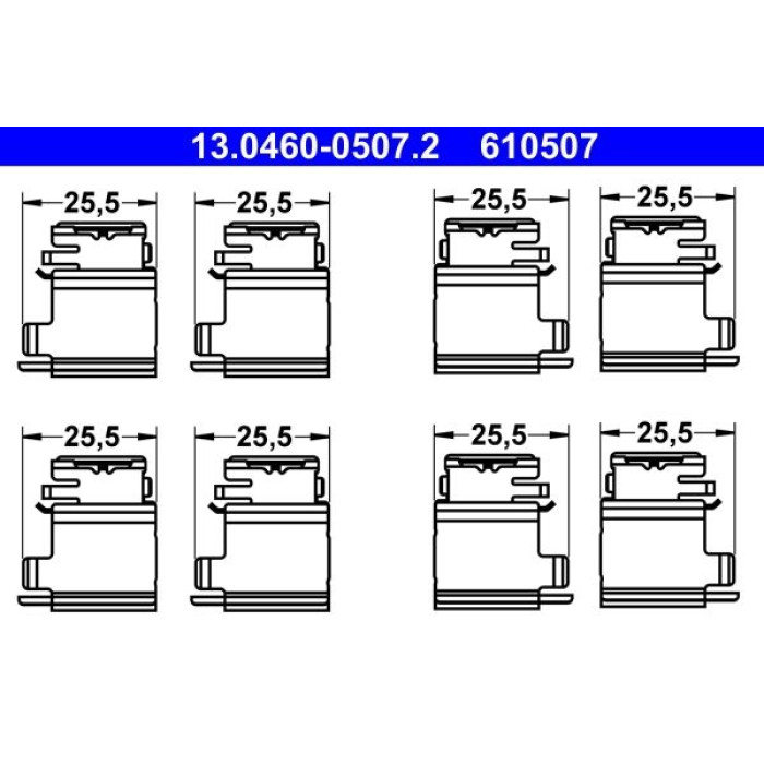 13.0460-0507.2 ATE Zubehörsatz Bremsbeläge 13.0460-0507.2 13.0460-0507.2 ATE Zubehörsatz Bremsbeläge 13.0460-0507.2