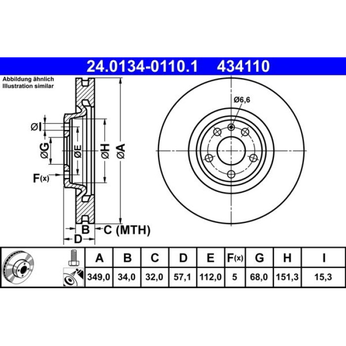 ATE Bremsscheibe 24.0134-0110.1