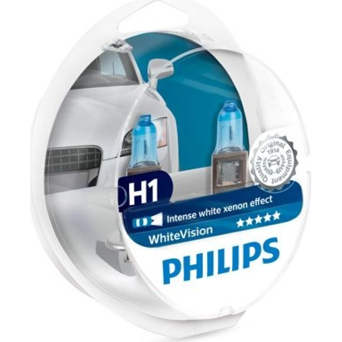 12258WHVSM PHILIPS H1 Halogenlampe WhiteVision 12 V 55 W P14,5s, 2 Scheinwerferlampen + 2 Positionslampen - 12258WHVSM - l 12258WHVSM PHILIPS H1 Halogenlampe WhiteVision 12 V 55 W P14,5s, 2 Scheinwerferlampen + 2 Positionslampen - 12258WHVSM - l