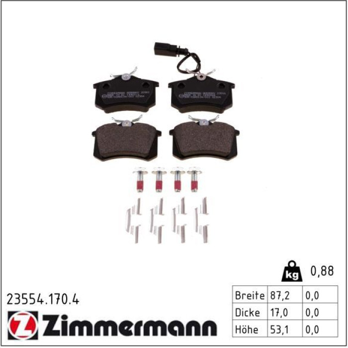 23554.170.4 ZIMMERMANN Bremsbeläge 23554.170.4 23554.170.4 ZIMMERMANN Bremsbeläge 23554.170.4