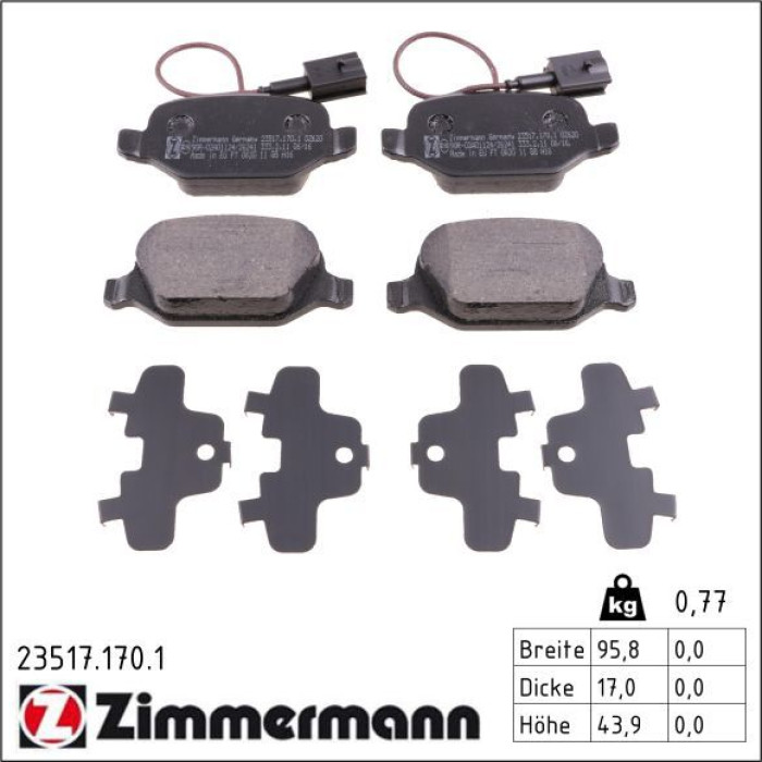 ZIMMERMANN Bremsbeläge 23517.170.1 ZIMMERMANN Bremsbeläge 23517.170.1
