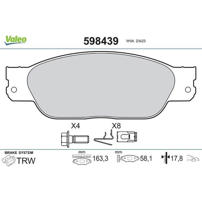Valeo Bremsbelagsatz 598439 Valeo Bremsbelagsatz 598439