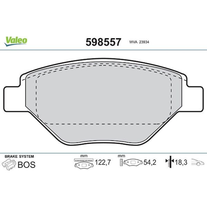 Valeo Bremsbelagsatz 598557 Valeo Bremsbelagsatz 598557