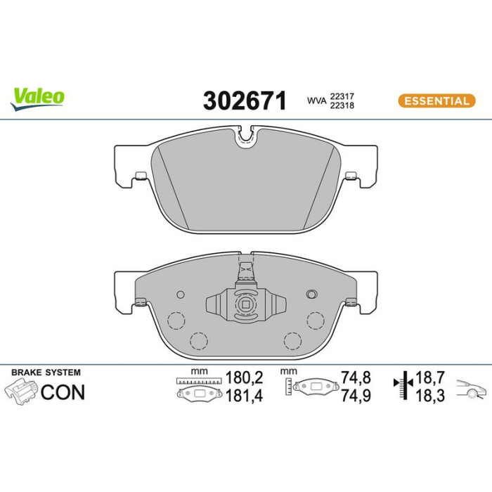 Valeo Bremsbelagsatz 302671 Valeo Bremsbelagsatz 302671