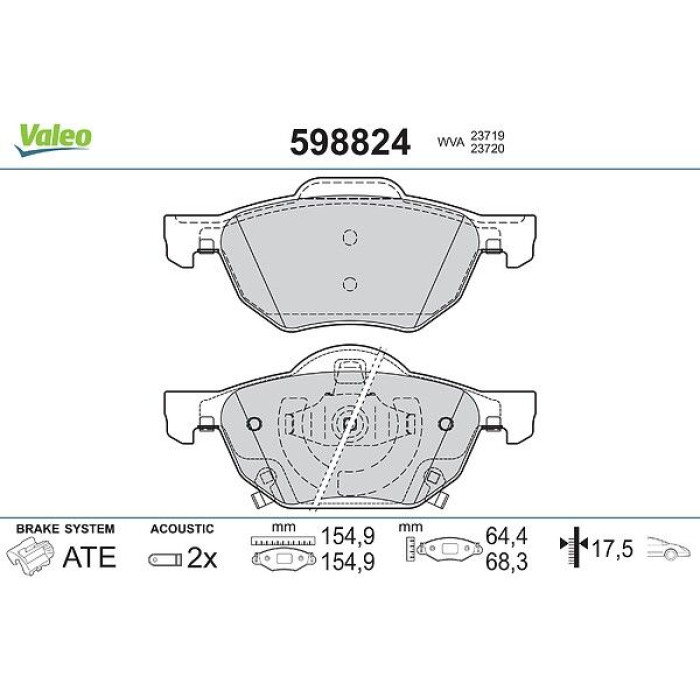 Valeo Bremsbelagsatz 598824 Valeo Bremsbelagsatz 598824