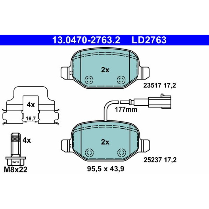 ATE Bremsbelagsatz 13.0470-2763.2 ATE Bremsbelagsatz 13.0470-2763.2