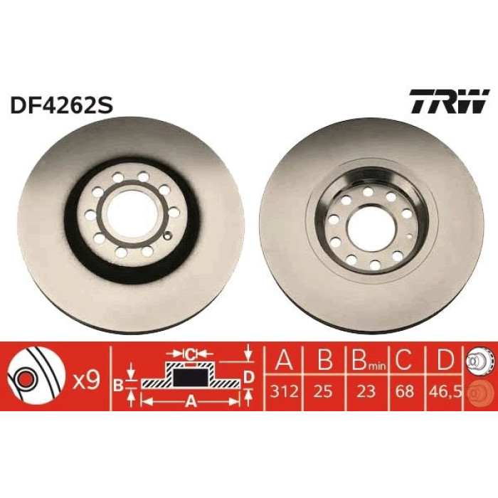TRW Bremsscheibe VW A4/A6/Passat DF4262S TRW Bremsscheibe VW A4/A6/Passat DF4262S