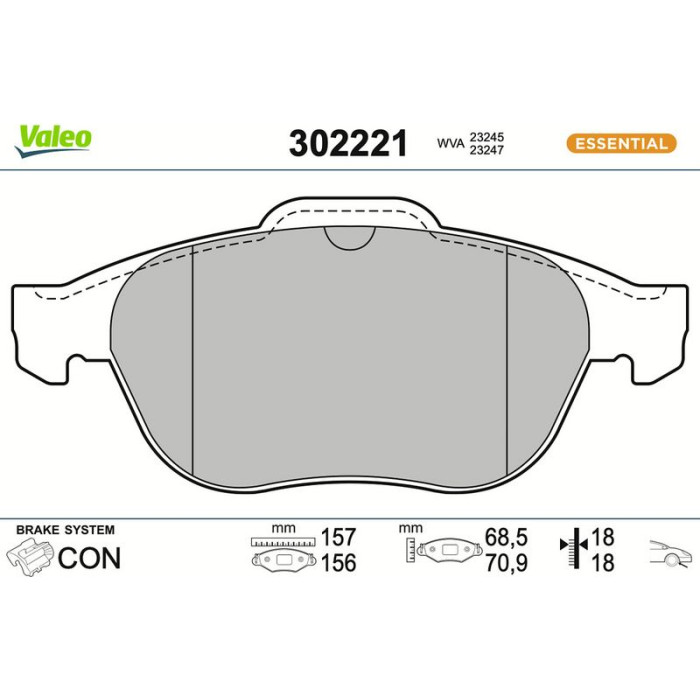 302221 Valeo Bremsbelagsatz 302221 302221 Valeo Bremsbelagsatz 302221