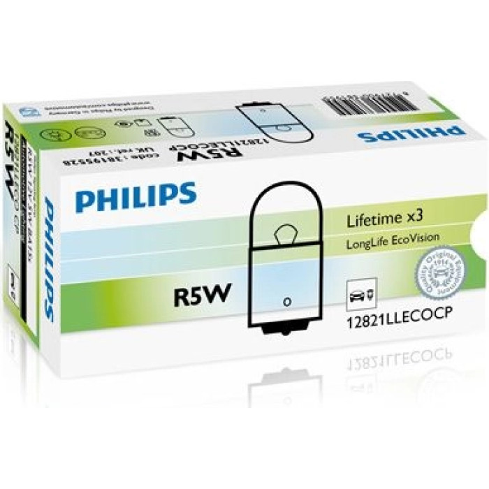 12821LLECOCP PHILIPS R5W Glühlampe LongLife EcoVision 12 V 5 W BA15s - 12821LLECOCP - l 12821LLECOCP PHILIPS R5W Glühlampe LongLife EcoVision 12 V 5 W BA15s - 12821LLECOCP - l
