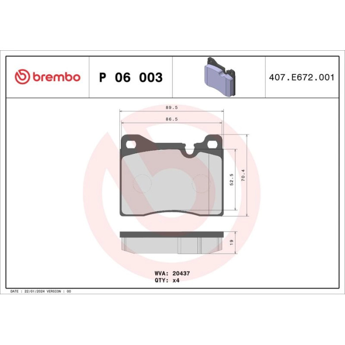 BREMBO Bremsklötze VA P 06 003 BREMBO Bremsklötze VA P 06 003