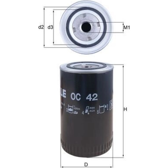 OC 42 MAHLE Ölfilter OC 42, Anschraubfilter, Höhe 175 mm – u. a. für VW Lt 28-35 I Kasten (281-363), VW Lt 28-35 I Pritsche/Fahrgestell (281-363), Volvo Flc – OE Nummer 061115561 - l OC 42 MAHLE Ölfilter OC 42, Anschraubfilter, Höhe 175 mm – u. a. für VW Lt 28-35 I Kasten (281-363), VW Lt 28-35 I Pritsche/Fahrgestell (281-363), Volvo Flc – OE Nummer 061115561 - l
