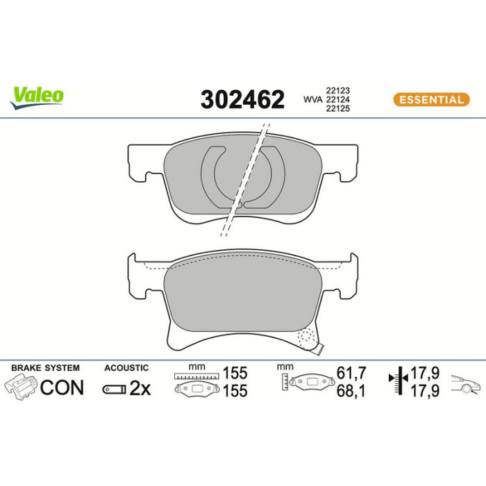 Valeo Bremsbelagsatz 302462 Valeo Bremsbelagsatz 302462