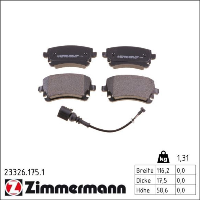 ZIMMERMANN Bremsbeläge 23326.175.1 ZIMMERMANN Bremsbeläge 23326.175.1