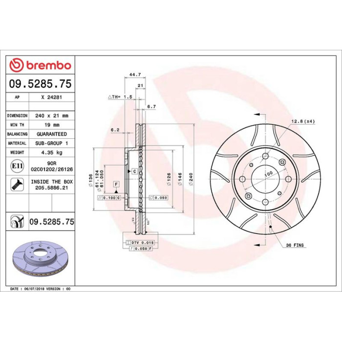 Brembo Bremsscheibe Max Vorderachse 09.5285.75 Brembo Bremsscheibe Max Vorderachse 09.5285.75