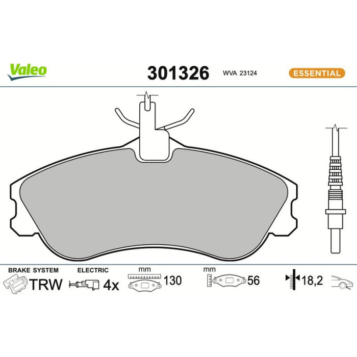 Valeo Bremsbelagsatz 301326 Valeo Bremsbelagsatz 301326