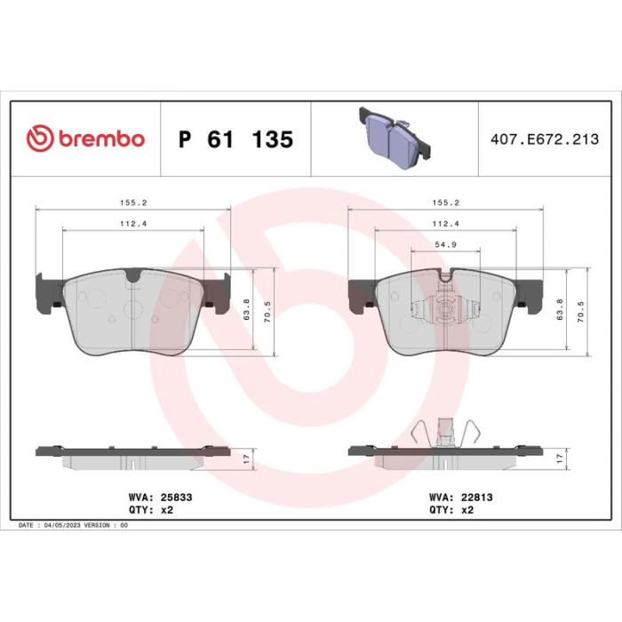 BREMBO Bremsklötze VA P 61 135 BREMBO Bremsklötze VA P 61 135