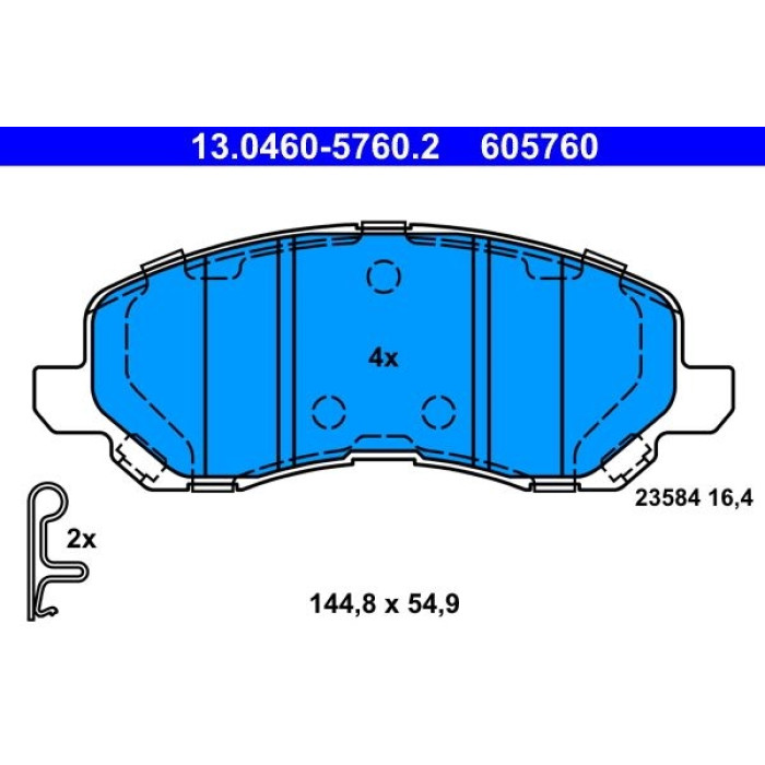 ATE Bremsbelagsatz Mitsubishi Vorderachse Asx/Lancer/Outlander 03 13.0460-5760.2 ATE Bremsbelagsatz Mitsubishi Vorderachse Asx/Lancer/Outlander 03 13.0460-5760.2