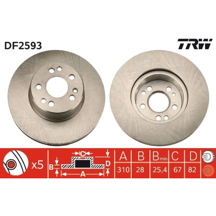 TRW Bremsscheibe DF2593 TRW Bremsscheibe DF2593