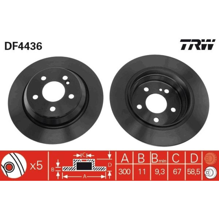 TRW Bremsscheibe Mercedes-Benz W220 98-05 DF4436 TRW Bremsscheibe Mercedes-Benz W220 98-05 DF4436