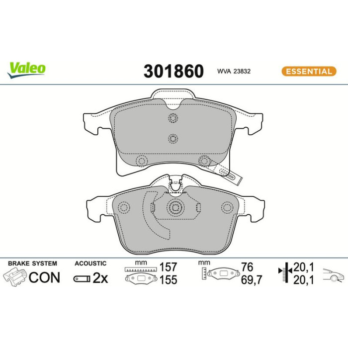 301860 Valeo Bremsbelagsatz 301860 301860 Valeo Bremsbelagsatz 301860