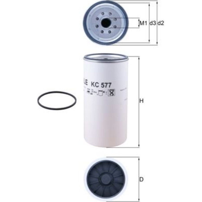 KC 577D MAHLE Kraftstofffilter KC 577D, Anschraubfilter, Höhe 218,5 mm – u. a. für IVECO S-Way, X-Way, Trakker II – OE Nummer 5801620130 - l KC 577D MAHLE Kraftstofffilter KC 577D, Anschraubfilter, Höhe 218,5 mm – u. a. für IVECO S-Way, X-Way, Trakker II – OE Nummer 5801620130 - l