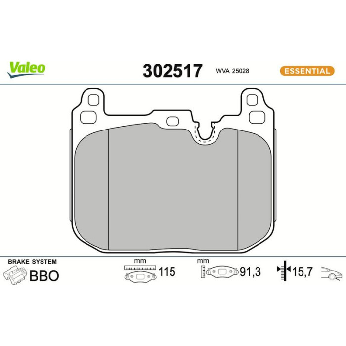 Valeo Bremsbelagsatz 302517 Valeo Bremsbelagsatz 302517