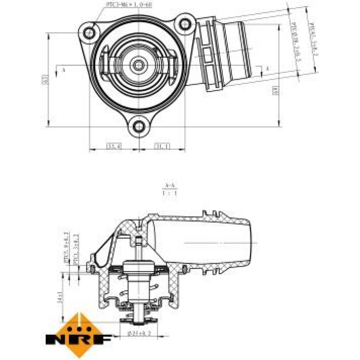 NRF Kühlmittelthermostat 725222 NRF Kühlmittelthermostat 725222
