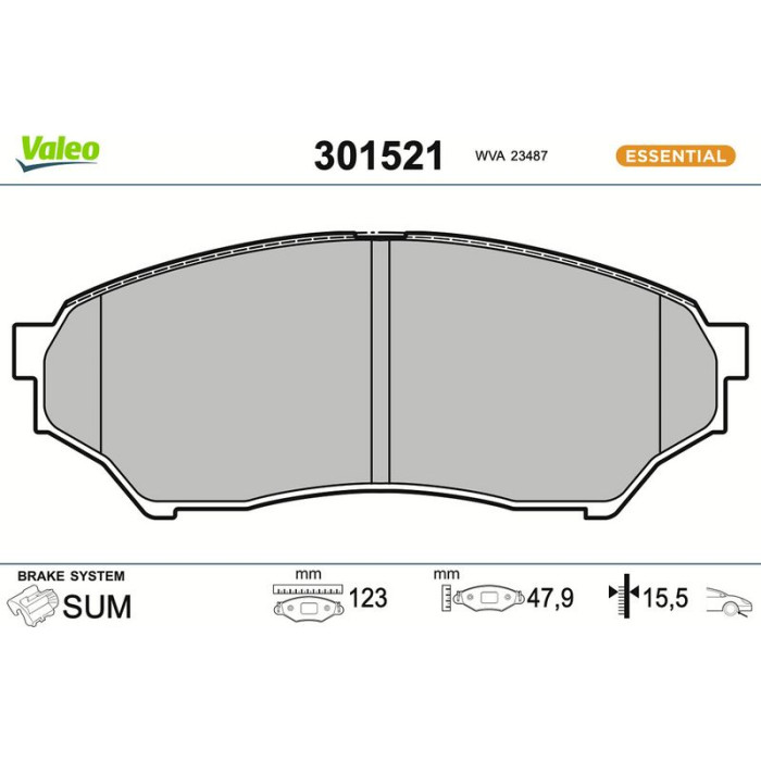 Valeo Bremsbelagsatz 301521 Valeo Bremsbelagsatz 301521
